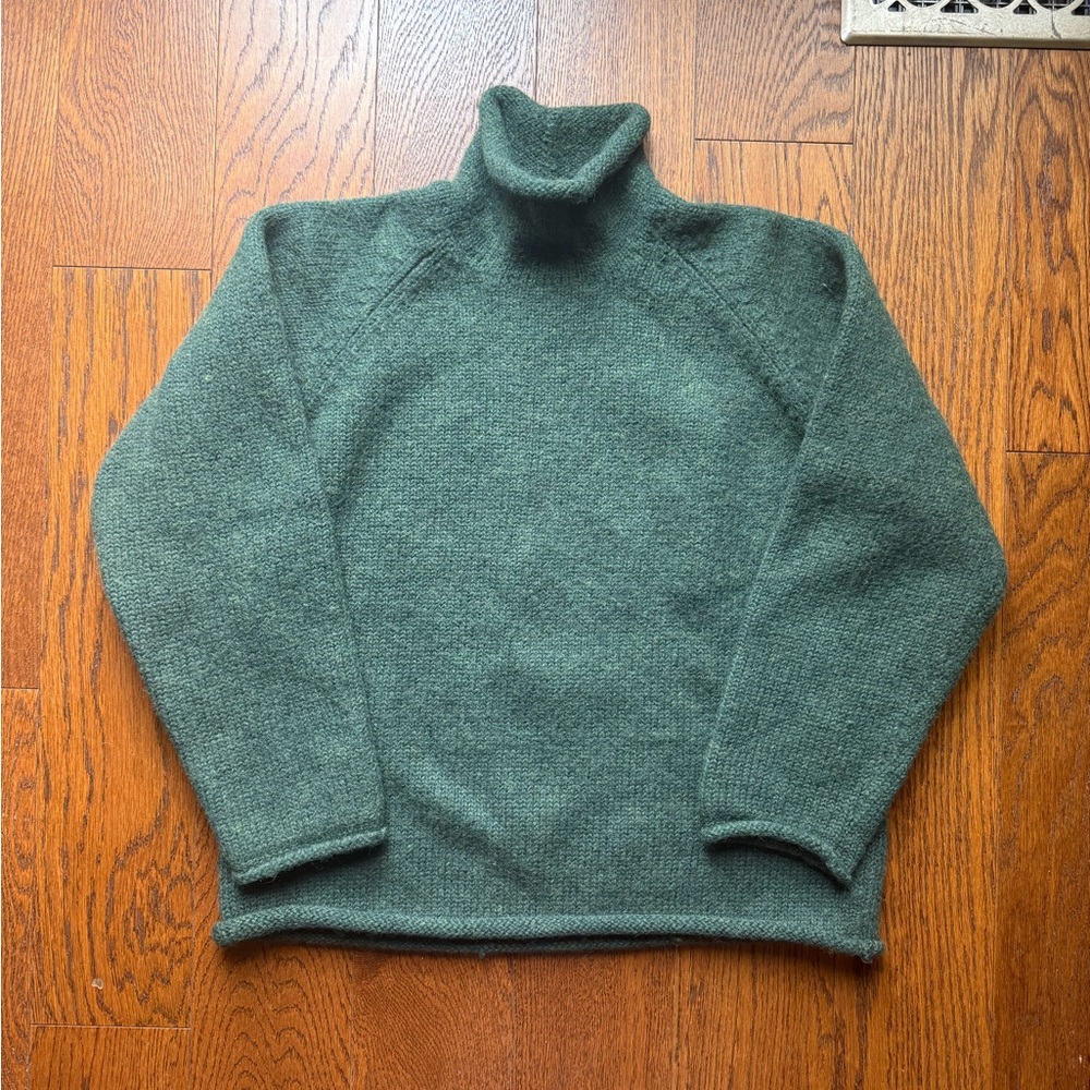 Vintage 90s J. Crew green wool roll neck Size Small